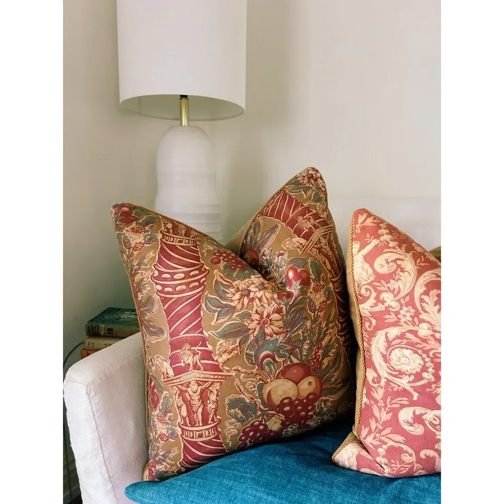 Vintage 90s Bennison Fabrics Linen Pillow